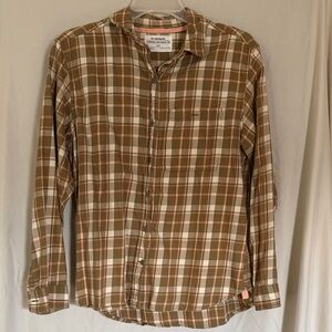 REI Northerwood Olive and White Plaid Women's Button Down Shirt 100% Cotton